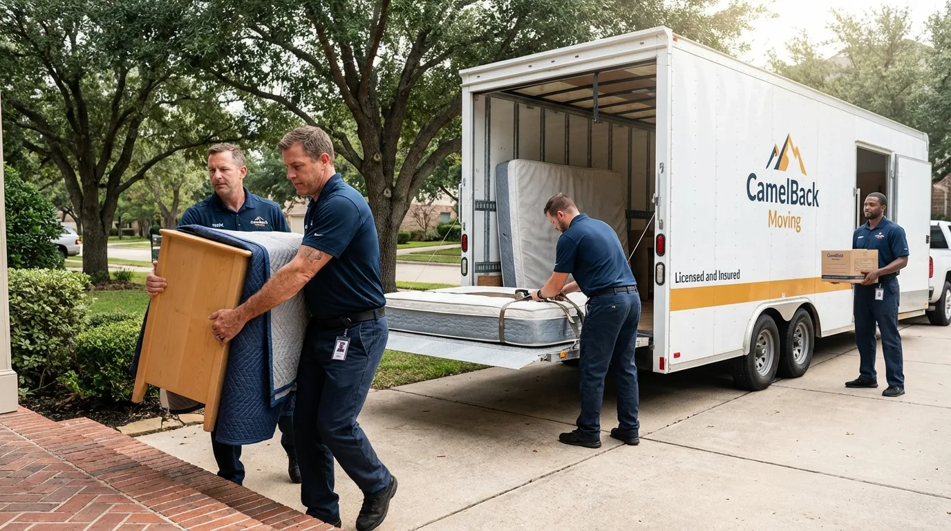 Crew loading residential truck for cross-state move from Manheim, PA